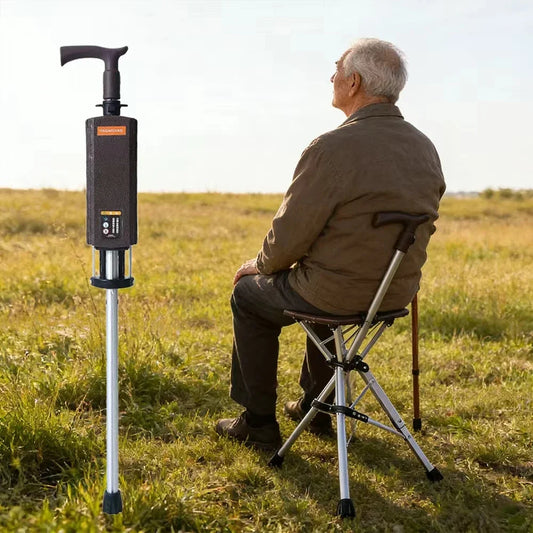 Foldable Walking Cane With Seat 120kg Capacity Hiking