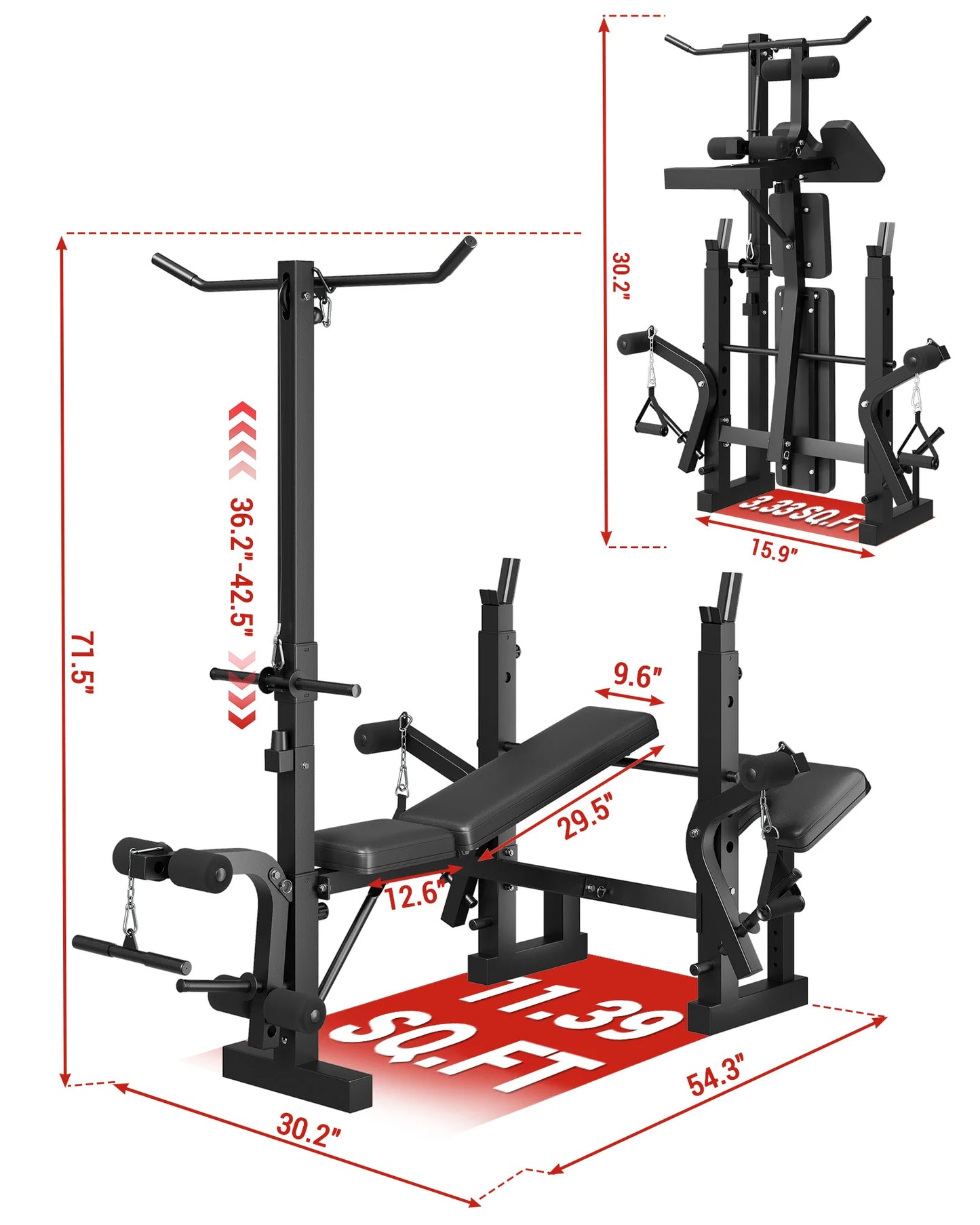 HiMISS 4-in-1 Adjustable Weight Bench With Leg Developer