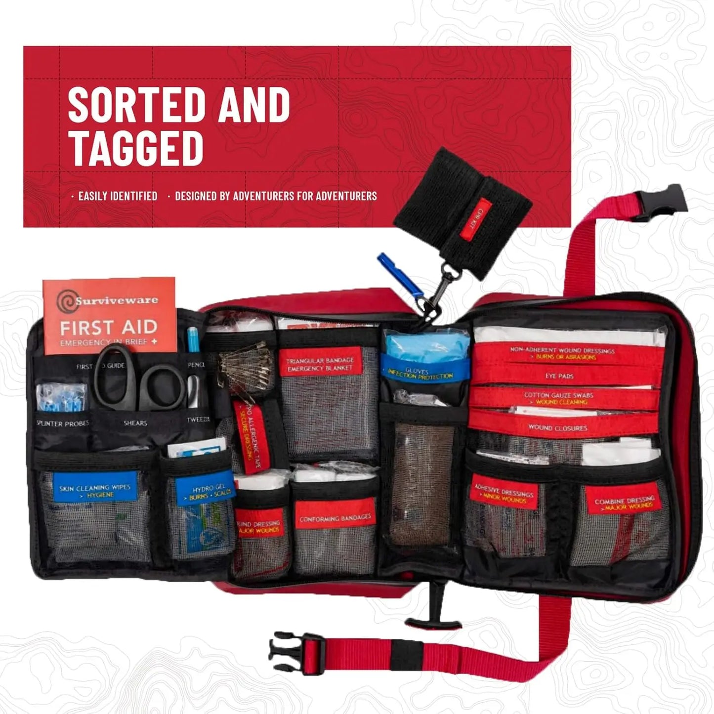 Waterproof Survival First Aid Kit 184 Pcs For Camping