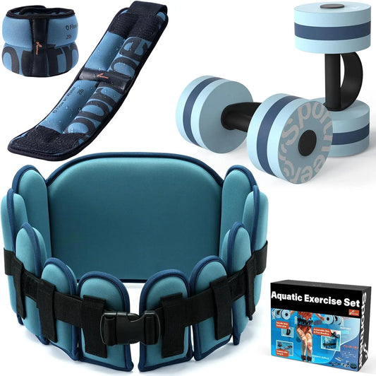 Water Aerobics Exercise Set Dumbbells Belt And Ankle Weights