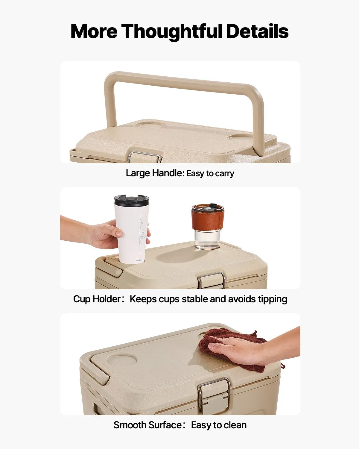 Portable Insulated Cooler With Cup Holder 23 Can Capacity