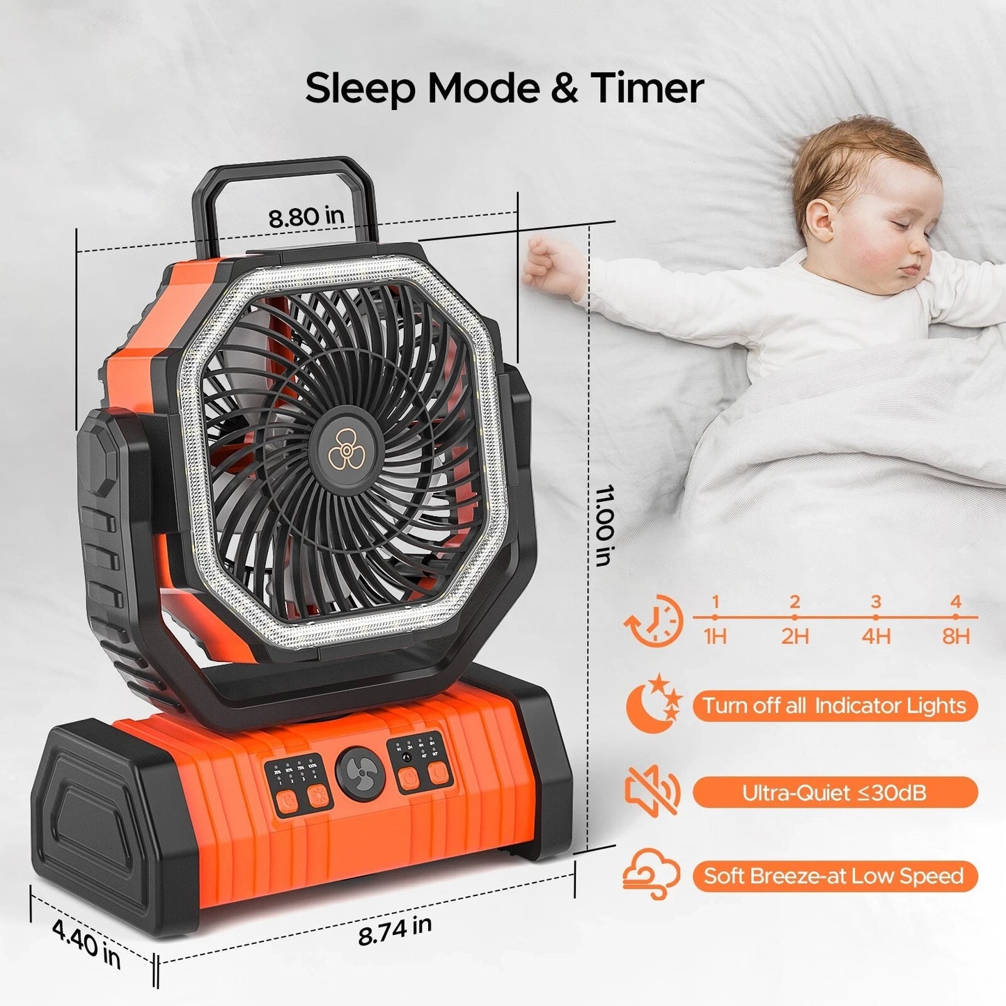 Camping Fan 20000mAh Battery Powered Portable LED Tent Fan