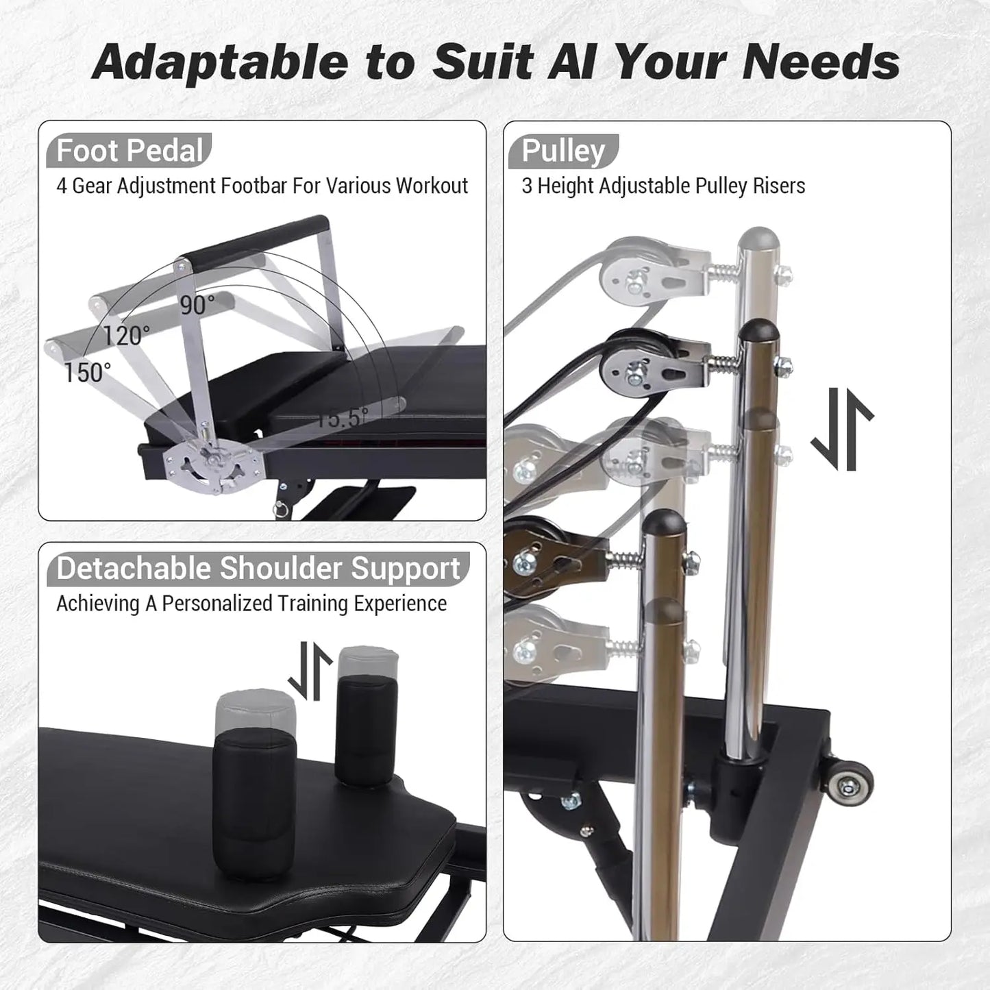 HiMISS Foldable Reformer Pilates Machine With Height Adjust