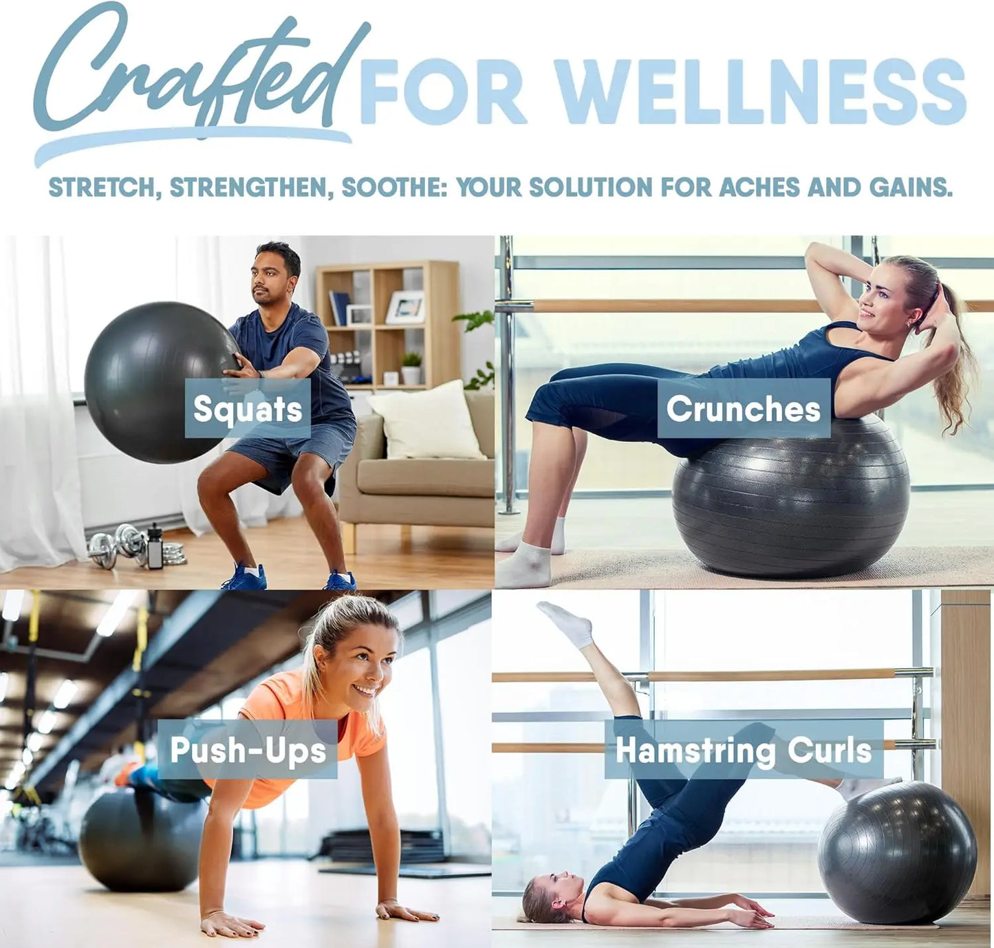 Anti Burst Stability Ball for Yoga and Pilates with Pump