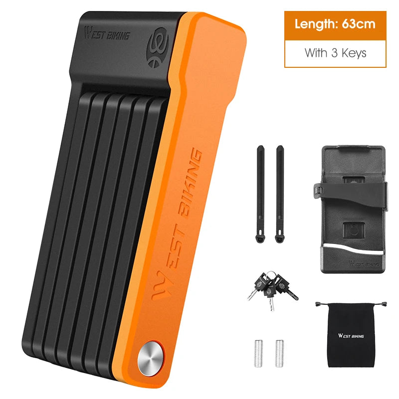 West Biking Foldable Bicycle Lock With 3 Keys