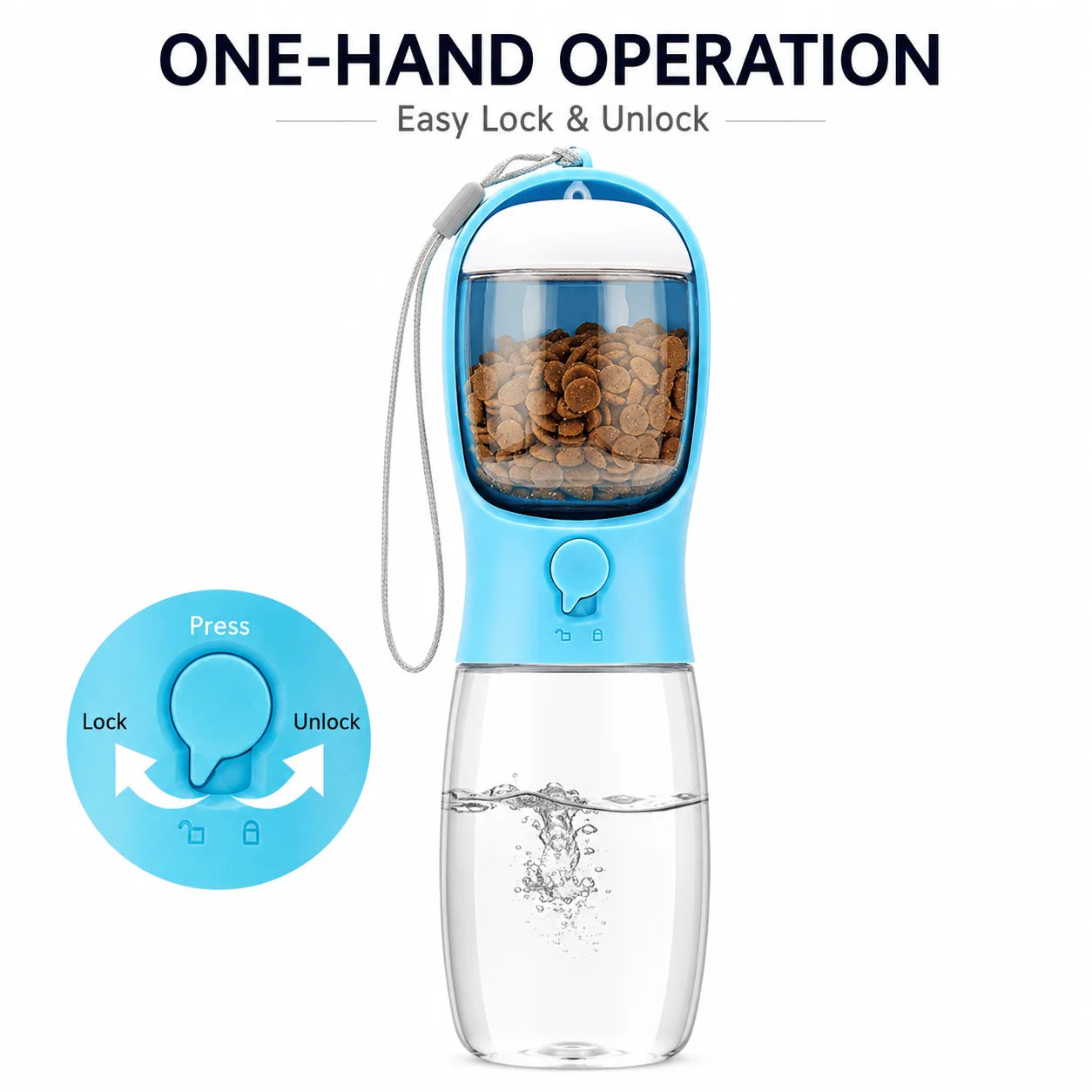 Portable Dog Water Bottle With Food Dispenser Bowl