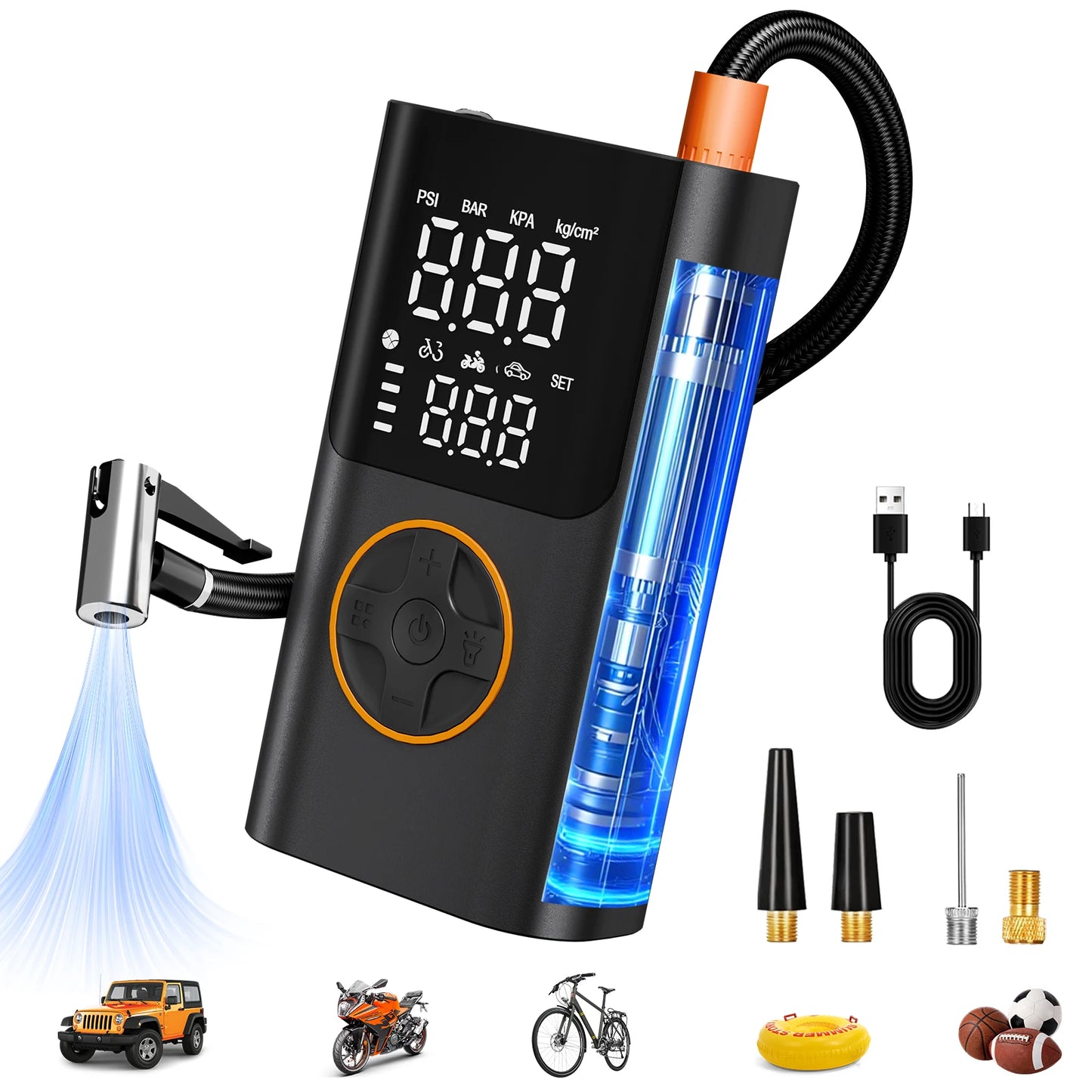 Portable Air Pump Set With Power Bank And 150Psi Tire Inflator