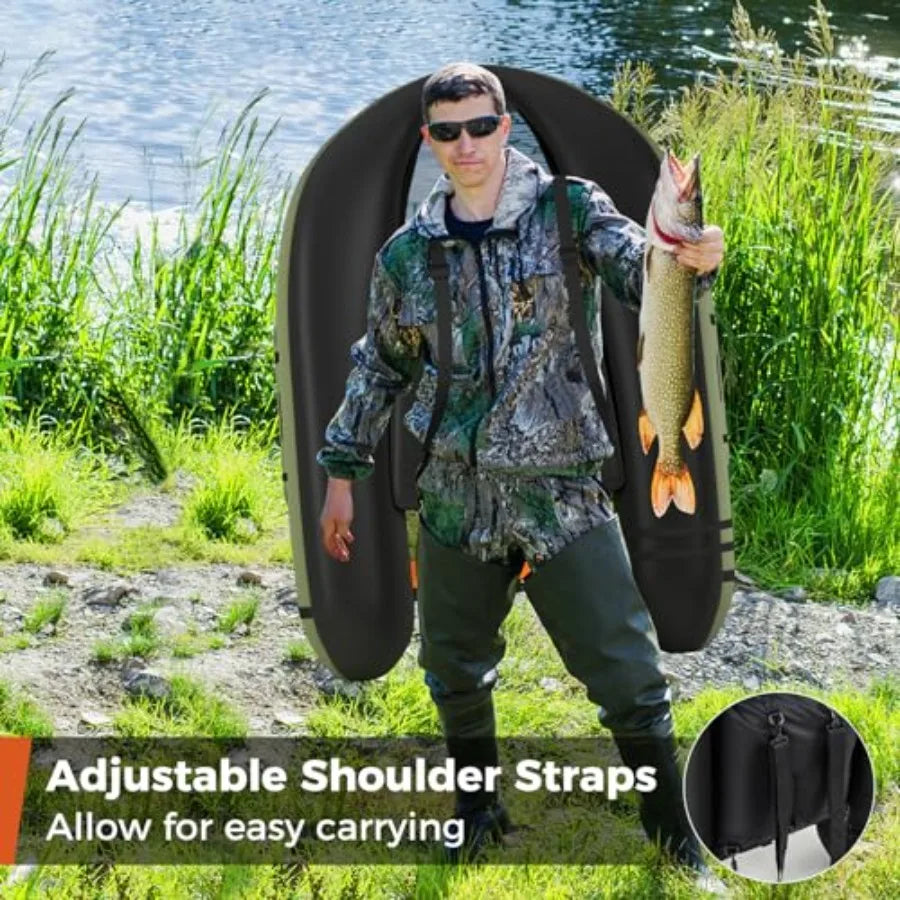 Inflatable Fishing Belly Boat Float Tube With Ruler And Pump