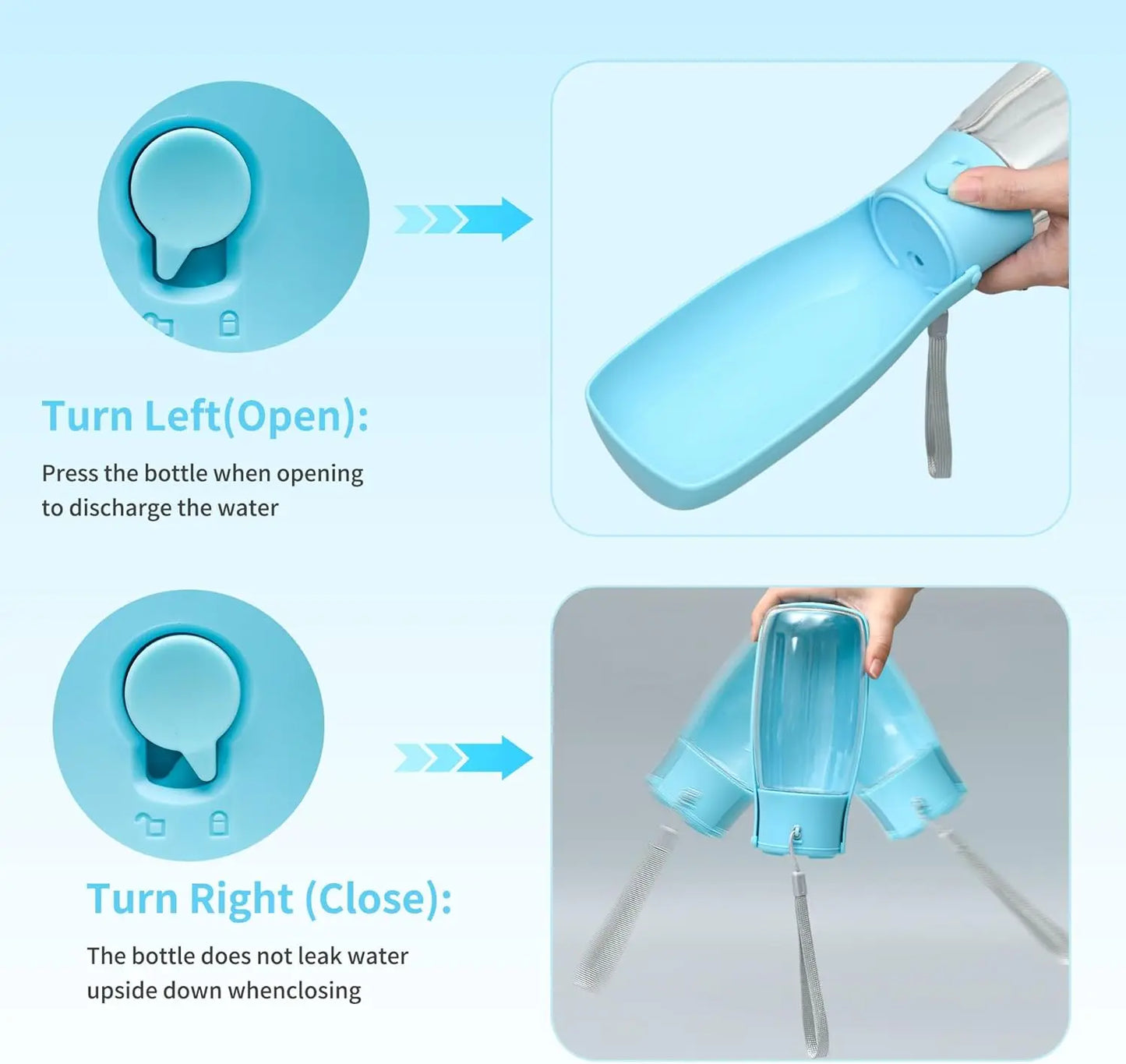 Leak Proof Dog Water Bottle Dispenser 19oz Portable BPA Free