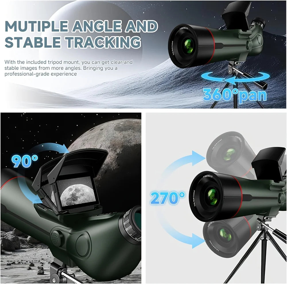 Hrvzdvw Digital Spotting Scope With Screen 4K Telescope