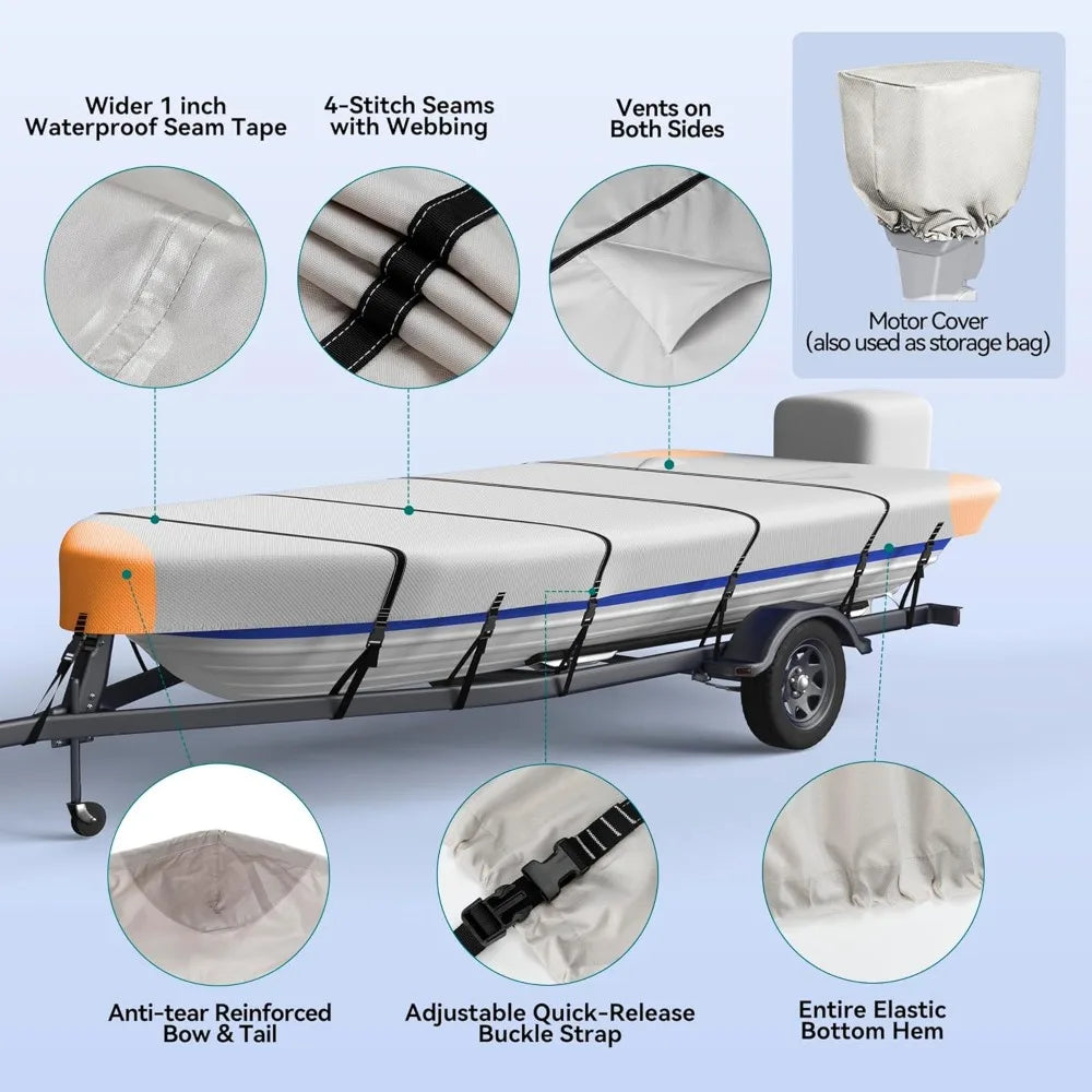 Heavy Duty Jon Boat Cover 5-Layer 1200D Waterproof