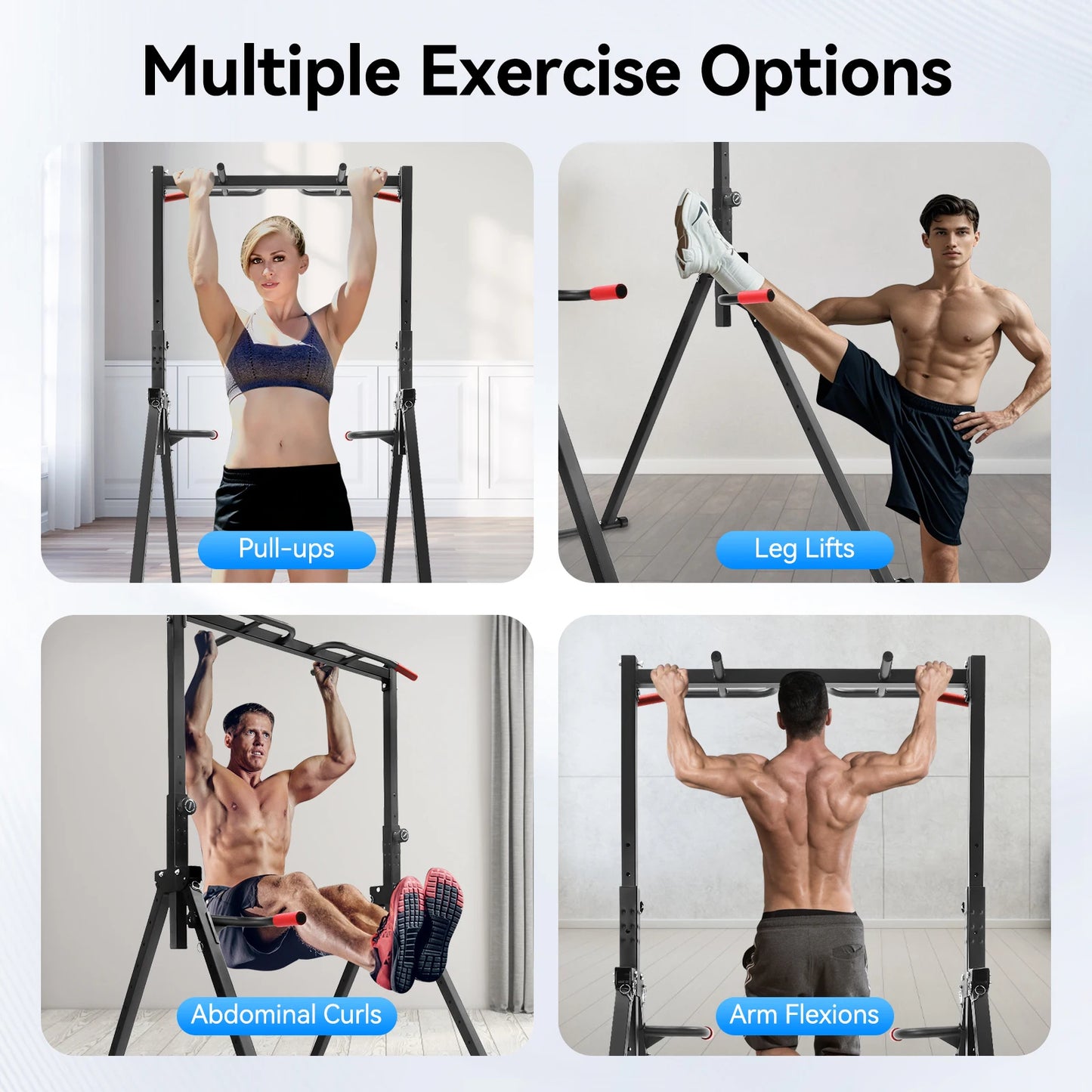 Adjustable Pull Up Bar Folding 200kg Load Home Gym