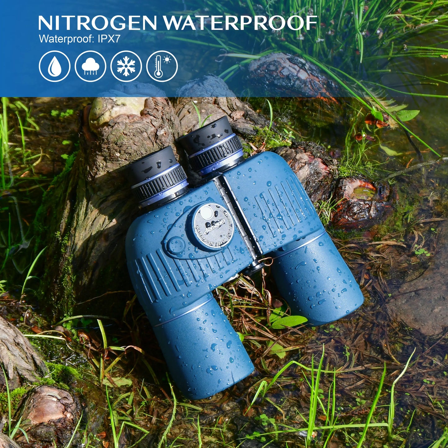 Marine Waterproof Binoculars With Rangefinder Compass BAK4