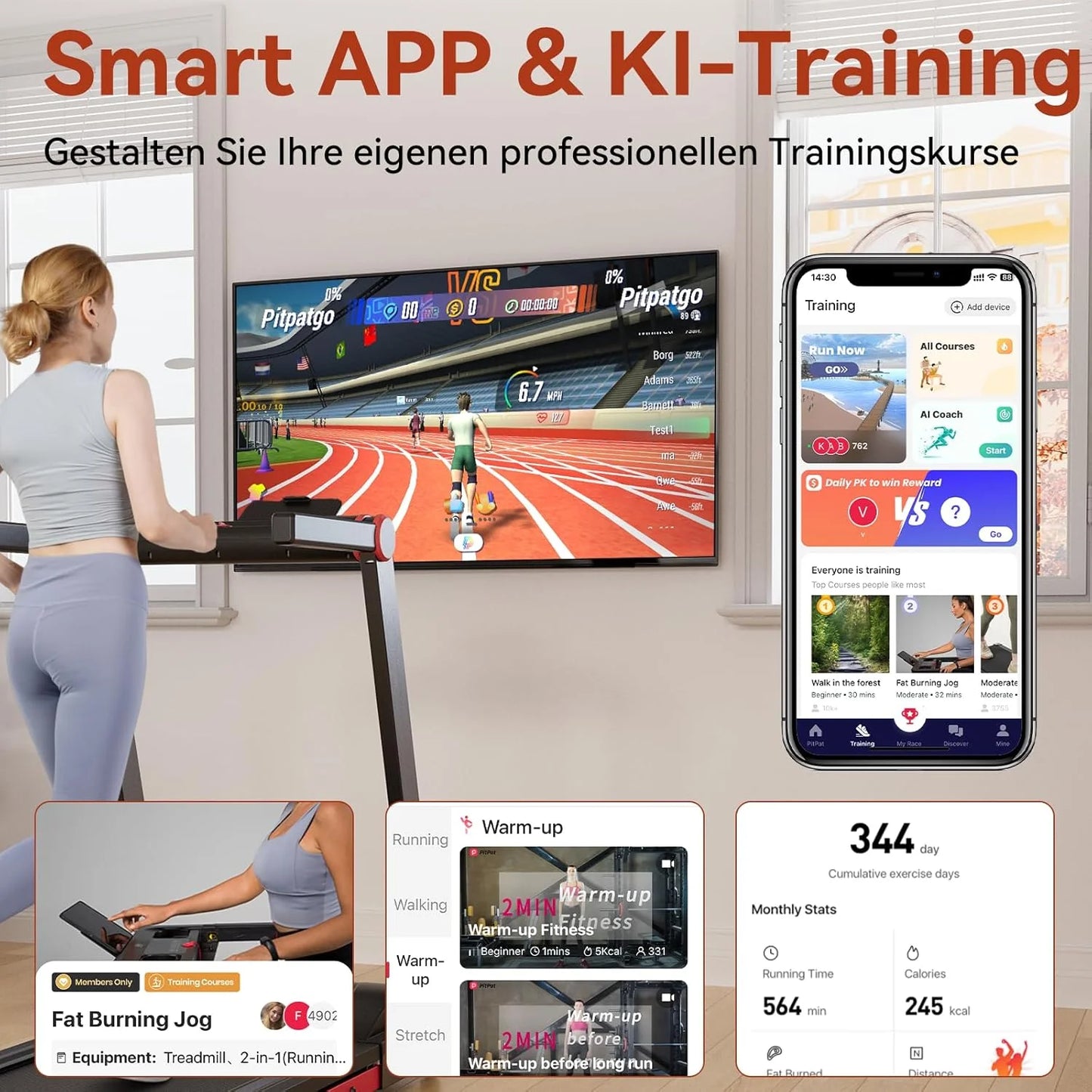 Superun 3.5HP Foldable Treadmill Bluetooth Incline App