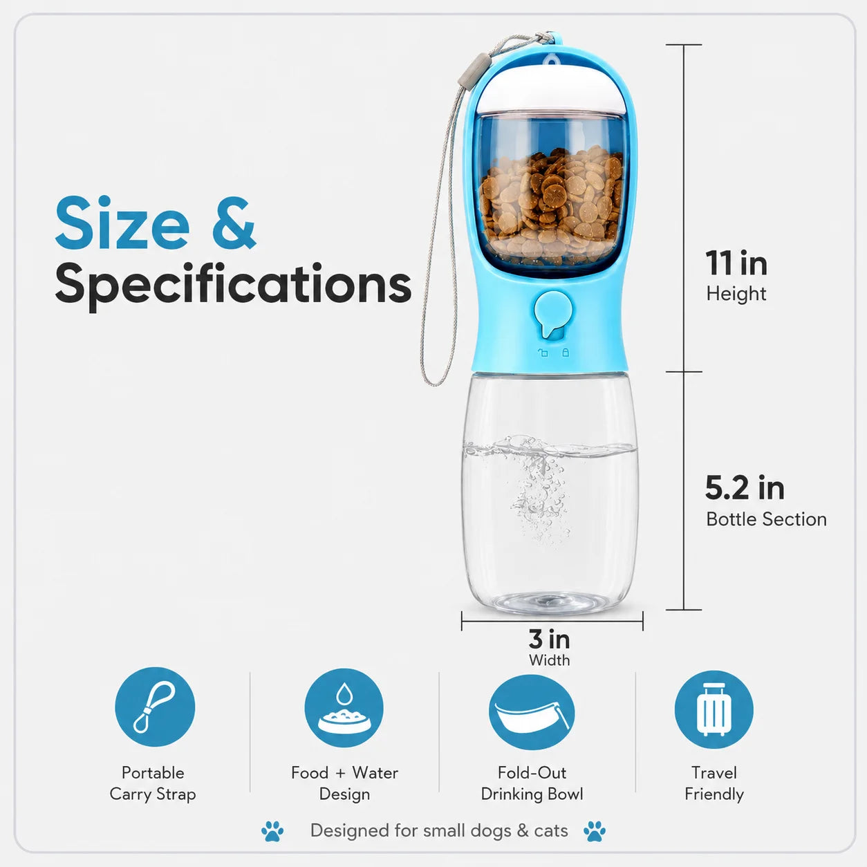 Portable Dog Water Bottle With Food Dispenser Bowl