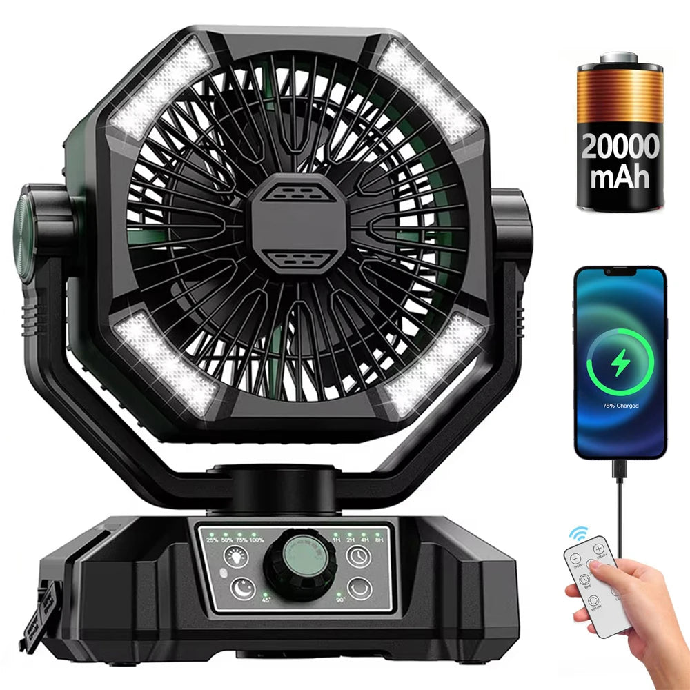 SKYTOO Dual Motor Camping Fan 20000mAh Rechargeable