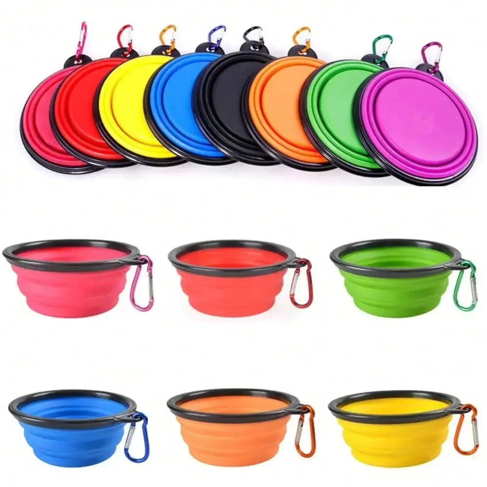 Foldable Dog Feeder Bowl Dispenser With Carabiner Travel
