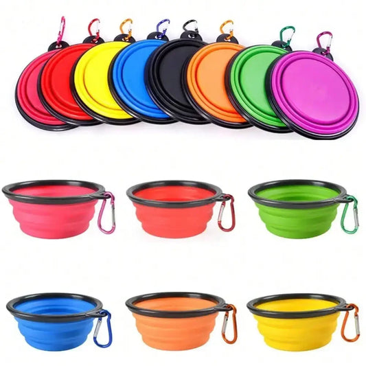 Foldable Dog Feeder Bowl Dispenser With Carabiner Travel