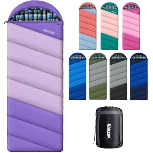 Cotton Flannel Lined Sleeping Bag for Adults and Teens