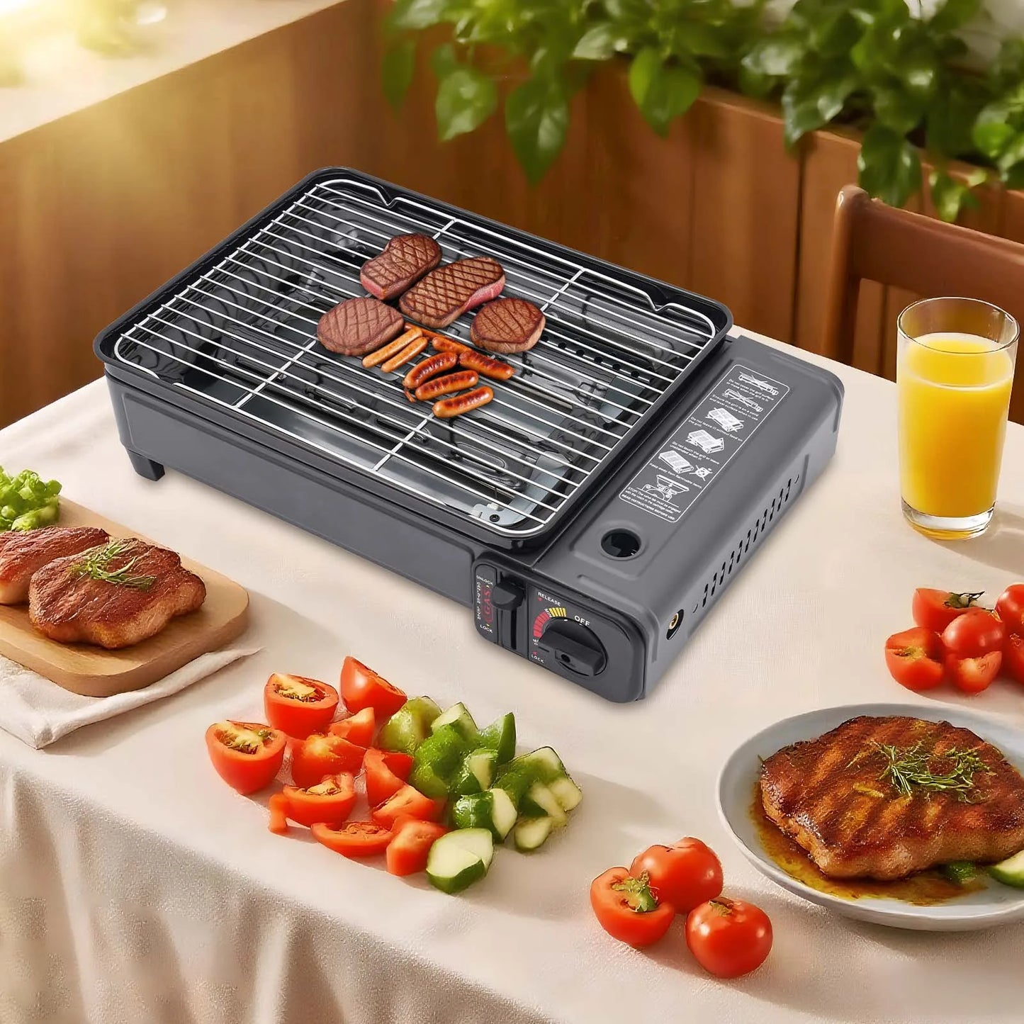 Bymaocar Portable Butane Camping Grill Gas Stove Outdoor