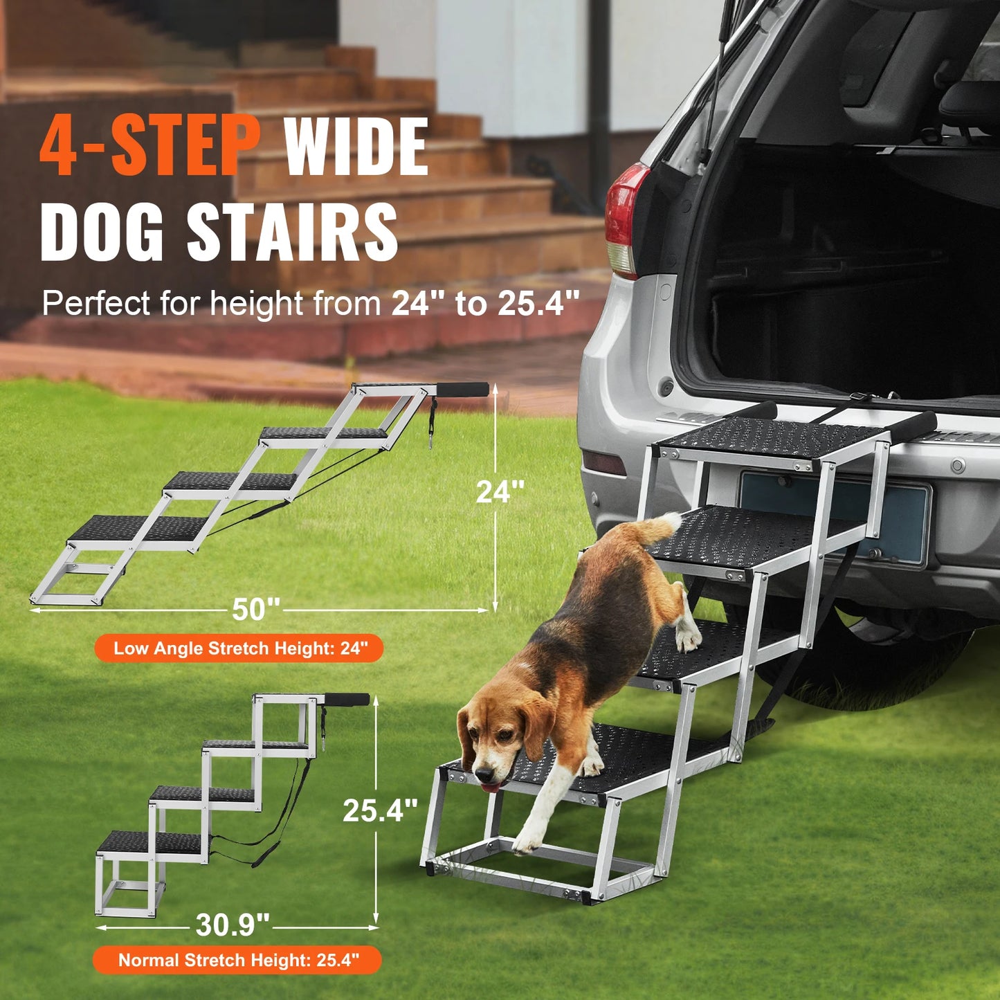 SucceBuy Folding Dog Car Steps Lightweight Aluminum