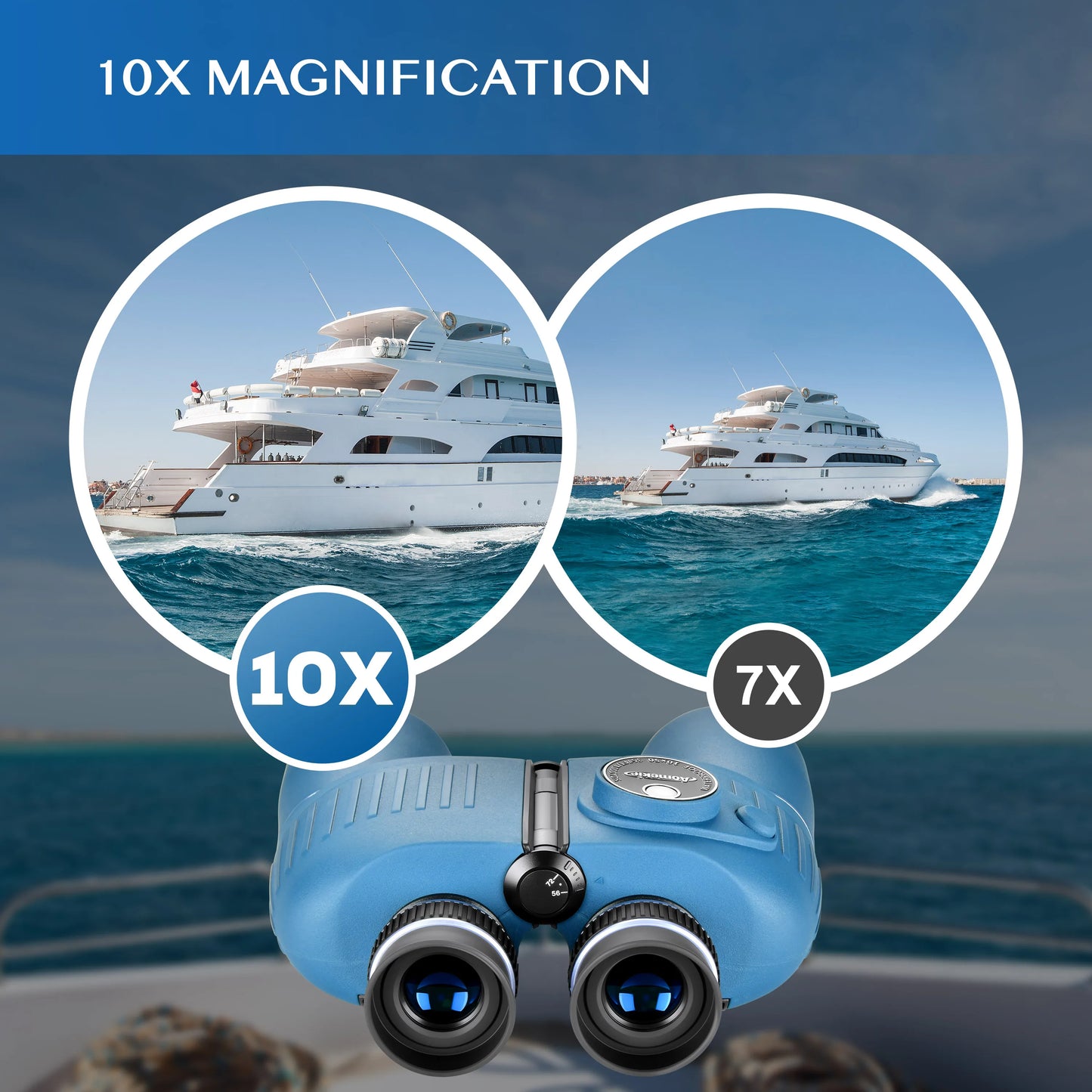 Marine Waterproof Binoculars With Rangefinder Compass BAK4