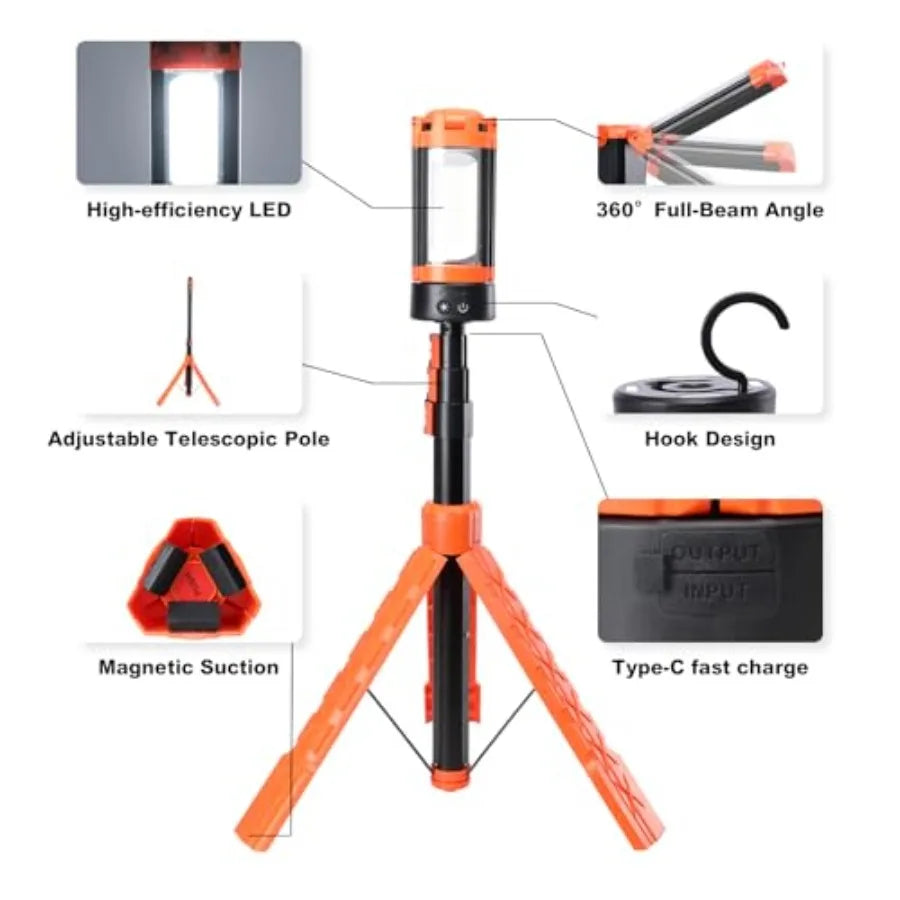 Rechargeable Camping Light With Stand Telescopic Work Light