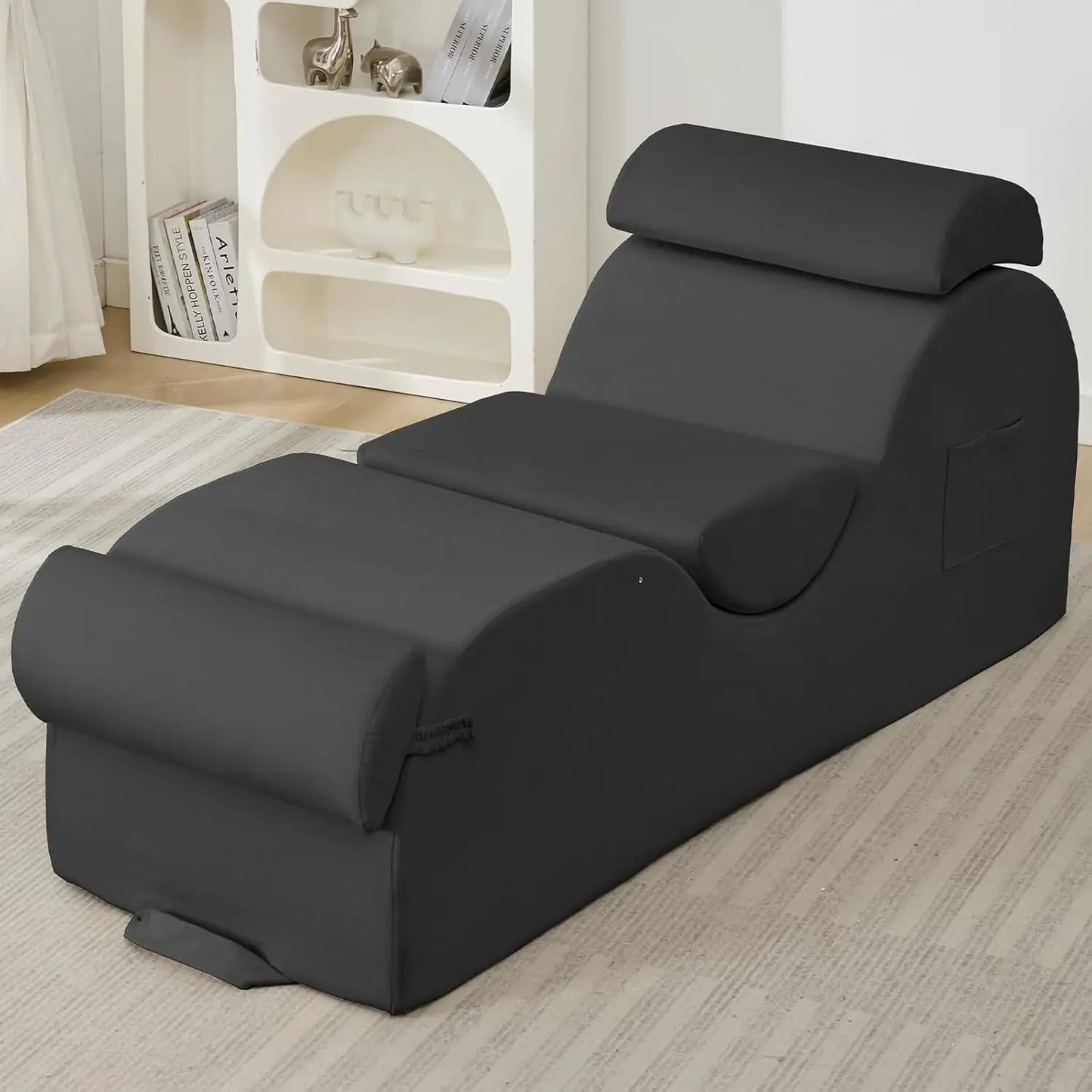 Yoga Chair Lounger With Foam Cushions And Wood Frame Indoor