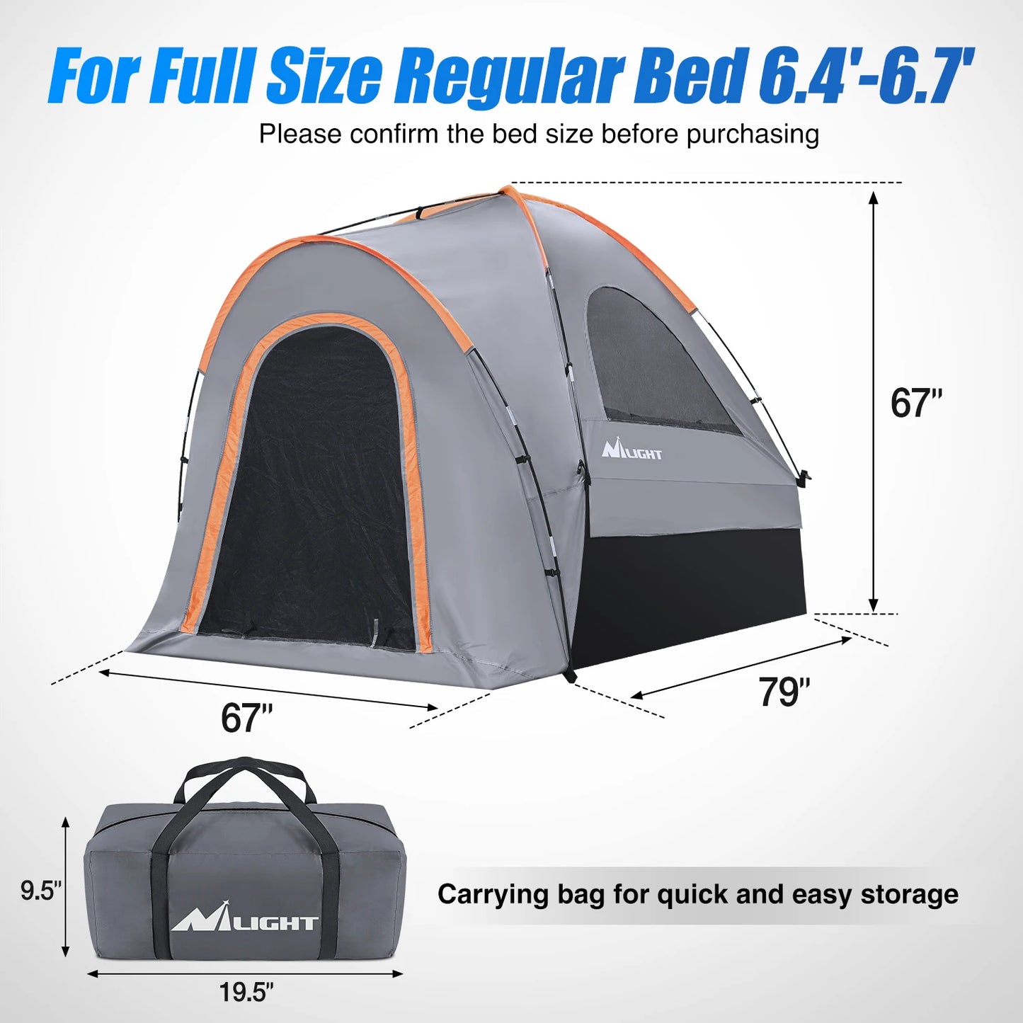 Truck Bed Tent For Two Waterproof Double Layer Full Size