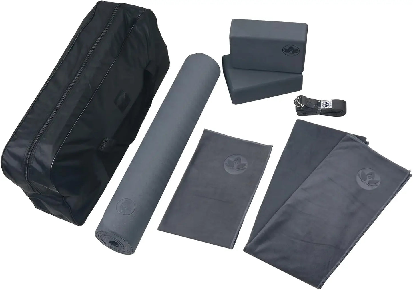 Yoga Kit 7 Piece Cushioned Mat Blocks Strap Towels Bag