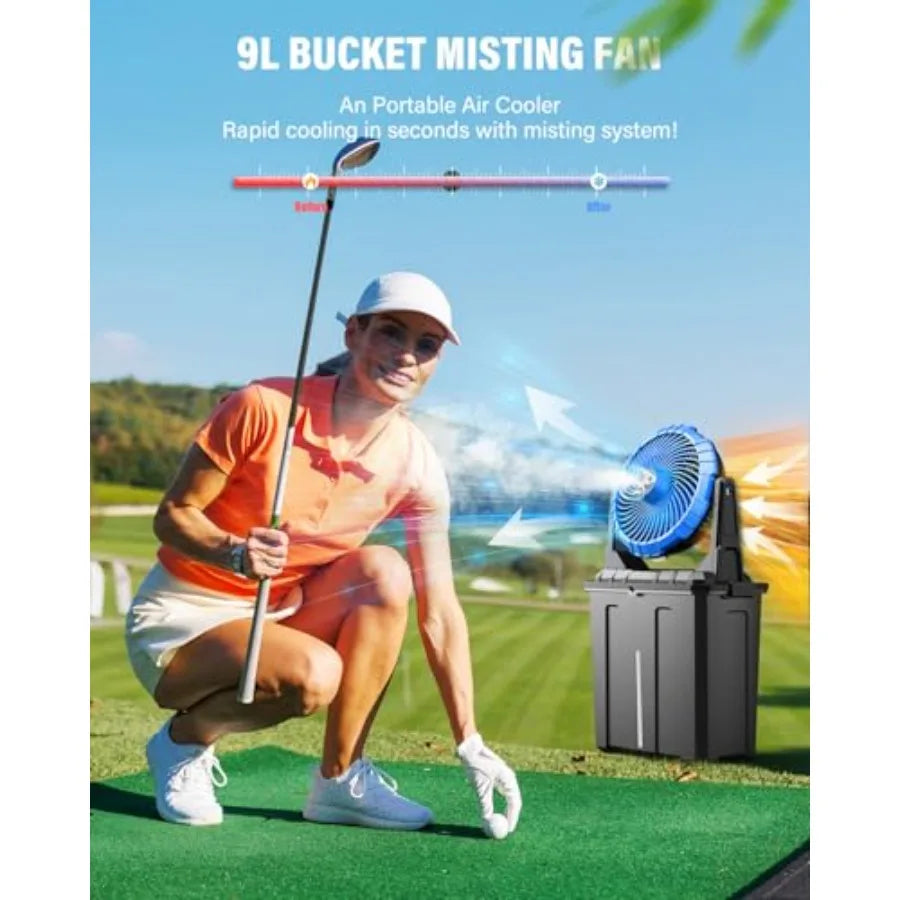 Portable Outdoor Misting Fan With Three Spray System Battery