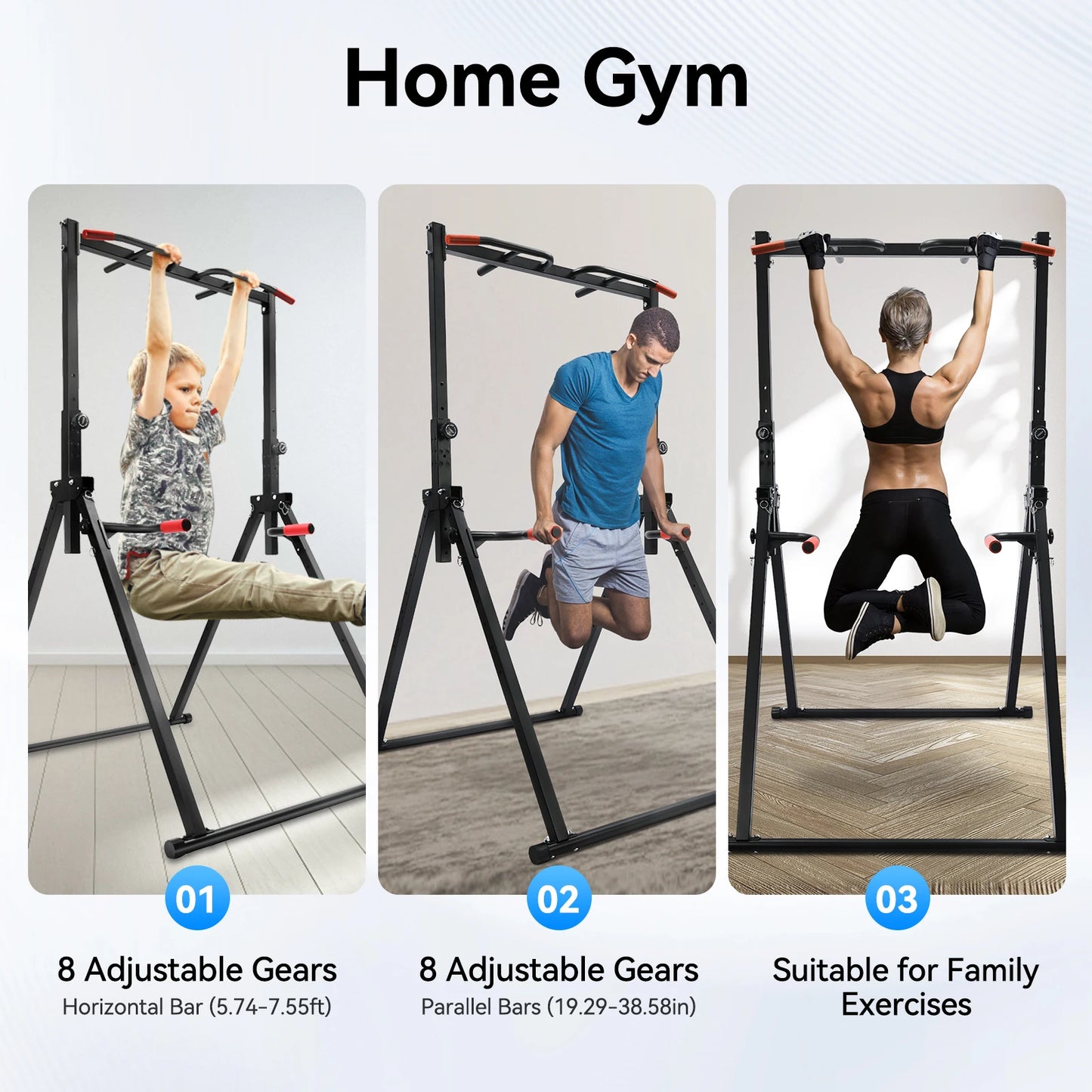 Adjustable Pull Up Bar Folding 200kg Load Home Gym
