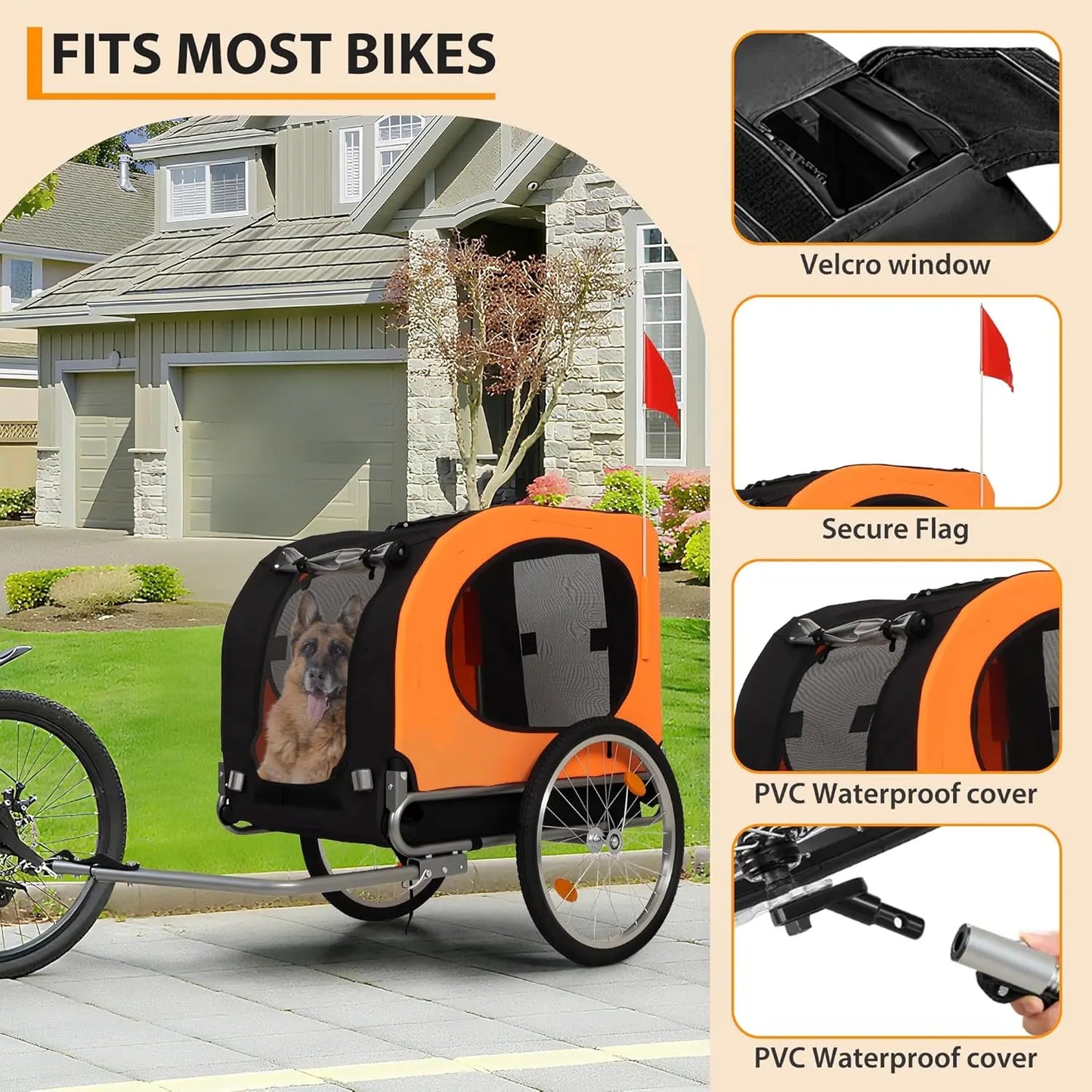 TWISTER.CK Foldable Dog Bike Trailer Carrier