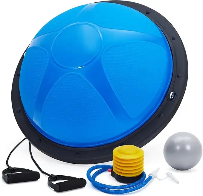 Half Exercise Ball With Non-Slip Base And Bands