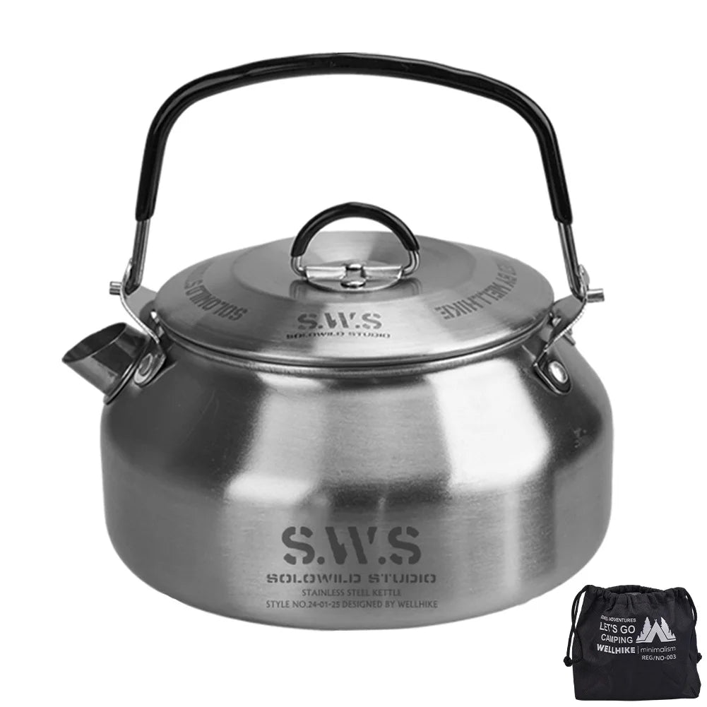 Ultralight Stainless Steel Hiking Kettle for Outdoor Camping