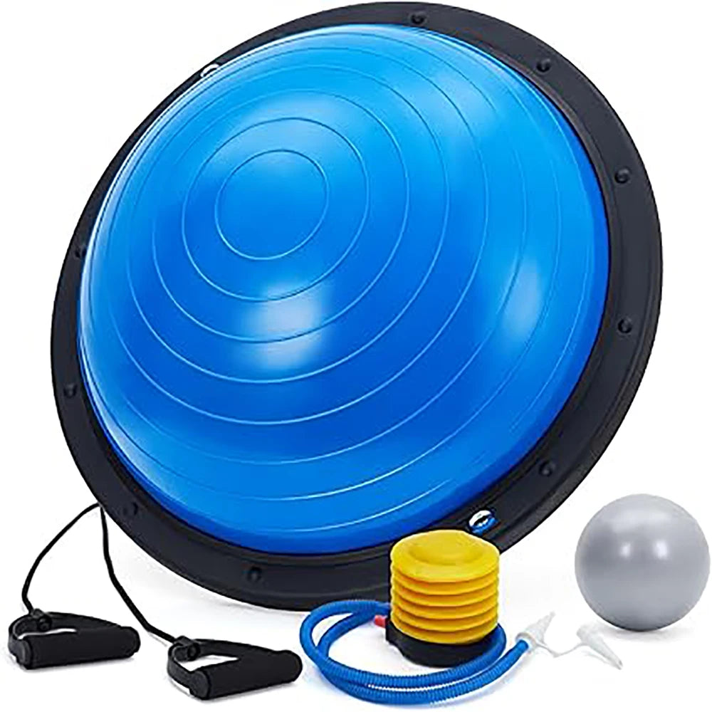 Half Exercise Ball With Non-Slip Base And Bands