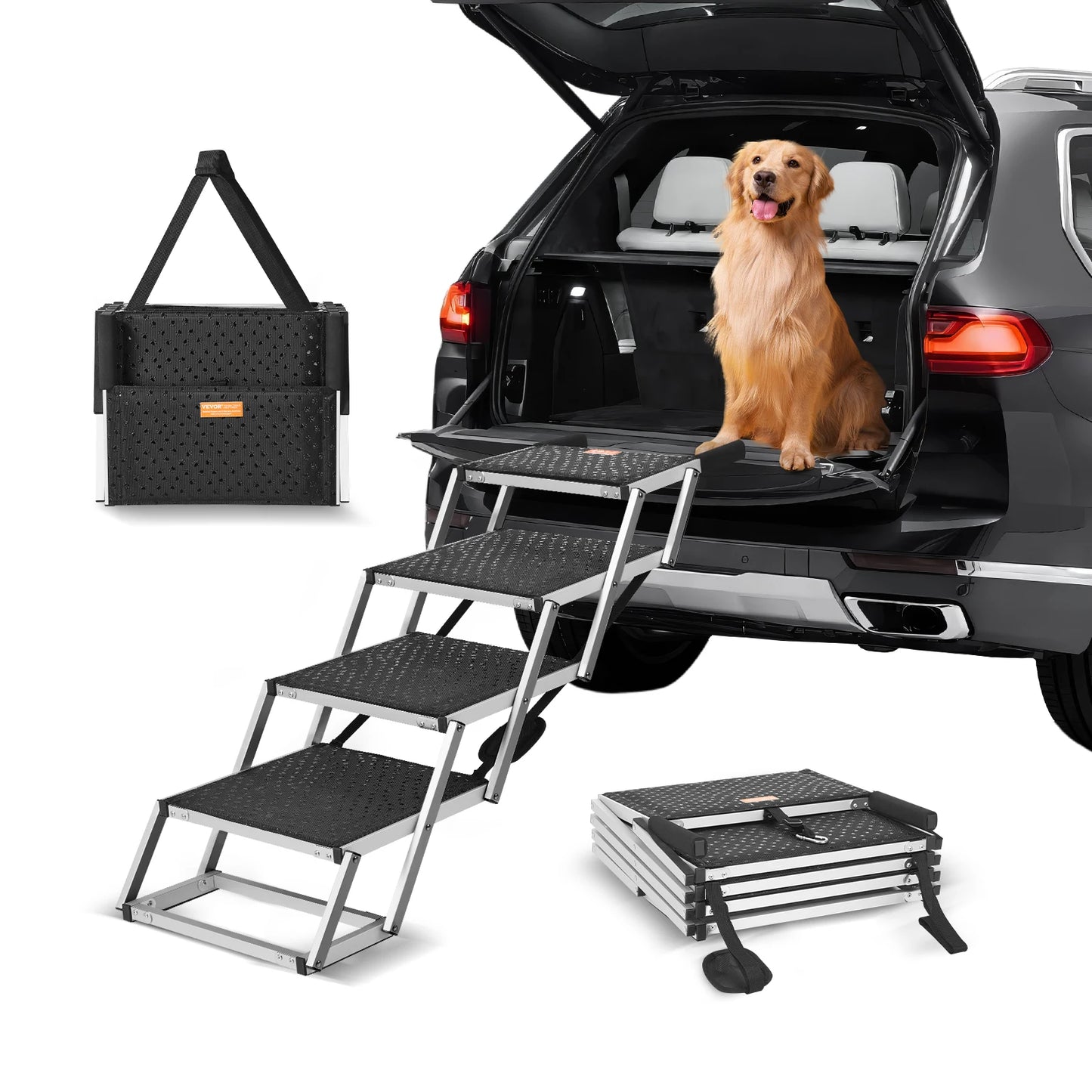 SucceBuy Folding Dog Car Steps Lightweight Aluminum