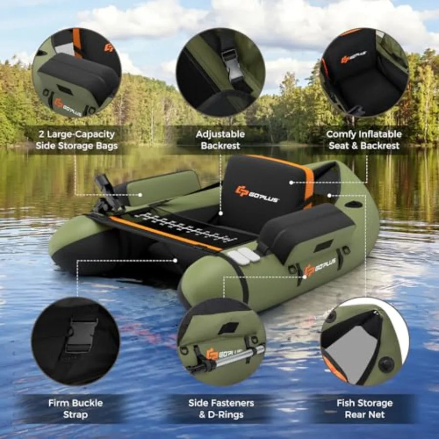 Inflatable Fishing Belly Boat Float Tube With Ruler And Pump