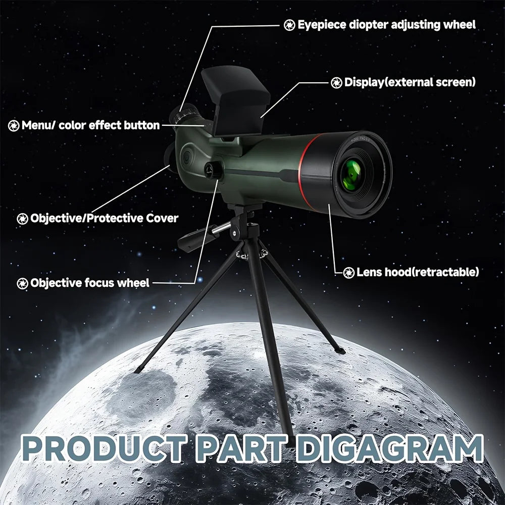 Hrvzdvw Digital Spotting Scope With Screen 4K Telescope