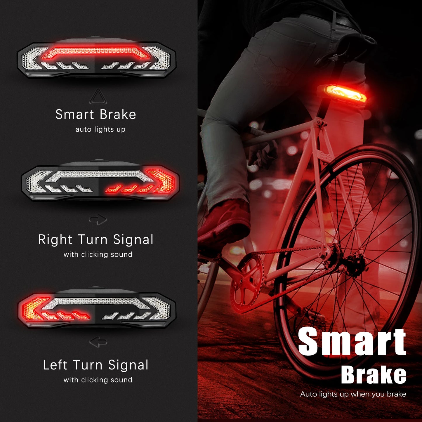 Smart Bike Taillight Anti Theft Alarm With Remote Waterproof