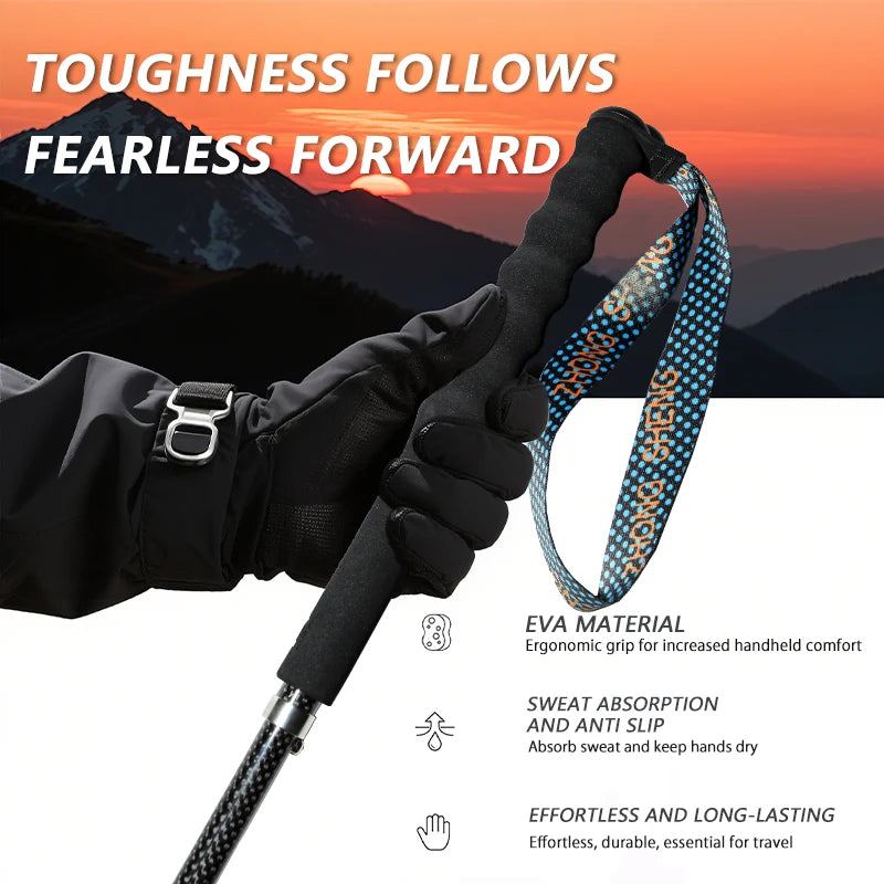 OKHEALING T800 Carbon Fiber Collapsible Trekking Poles